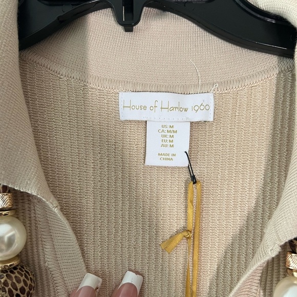 🤎HOUSE OF HARLOW Ribbed Collared Dress Sculpt Knit Polo Dress-SZ M🤎NWT - Picture 7 of 16